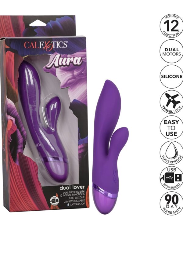 Aura Pure Silicone Dual Lover Rabbit Vibrator - Image 6