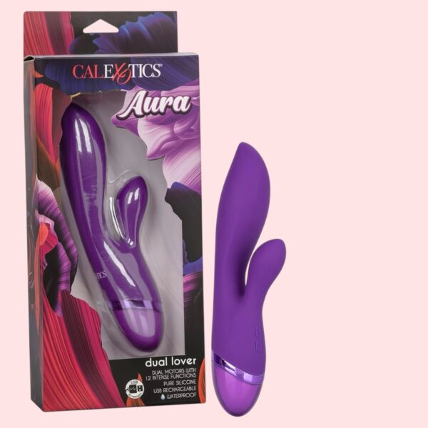 Aura Pure Silicone Dual Lover Rabbit Vibrator - Image 8